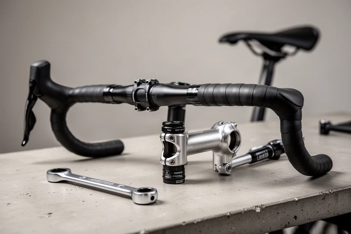 Close-up of a custom carbon bike frame being assembled with tube-to-tube construction