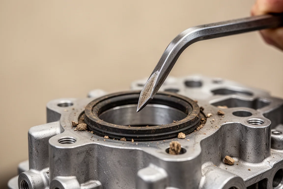 Pointe en acier robuste utilisée pour retirer un joint d'une surface moteur