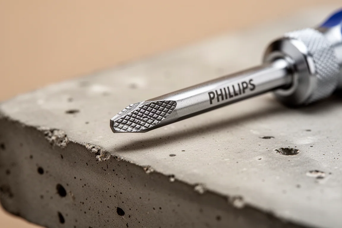 Close-up of screwdriver tips showing cross-hatched gripping pattern