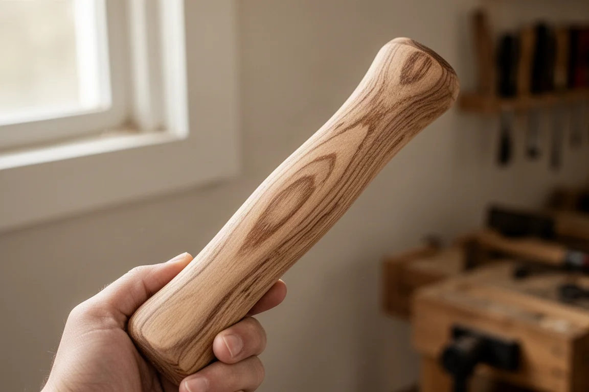 Holzapfelstiel mit deutlich sichtbarer, längs verlaufender Maserung