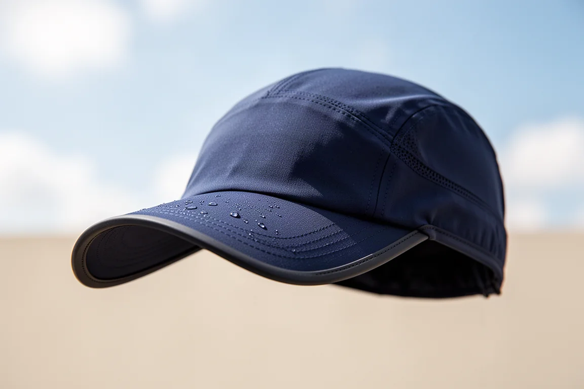 Gorra de running con ribete de goma en la visera usada en condiciones de verano brillante