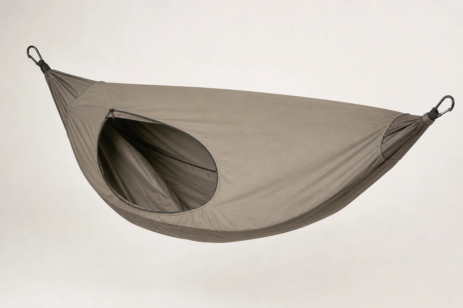 Jacks R Better Mountain Bridge Hammock, REI Halo 40 quilt, and lightweight pillow on neutral surface