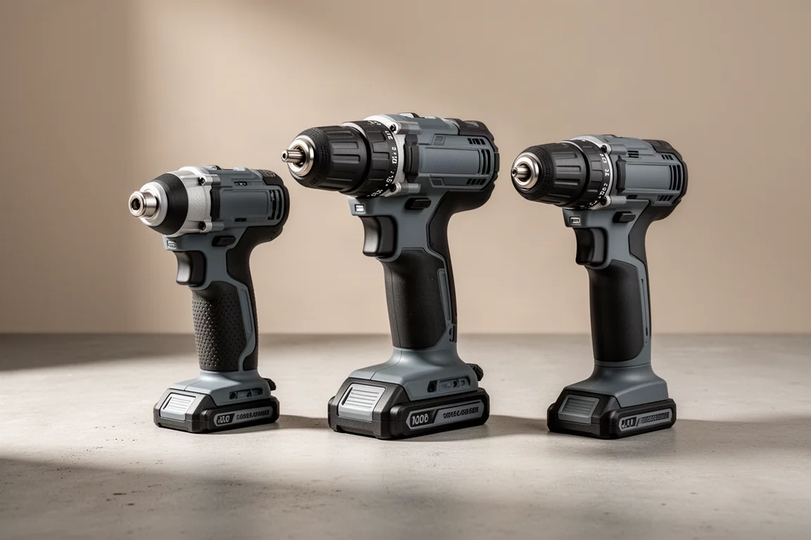Three Hercules 20V cordless power tools on a concrete surface