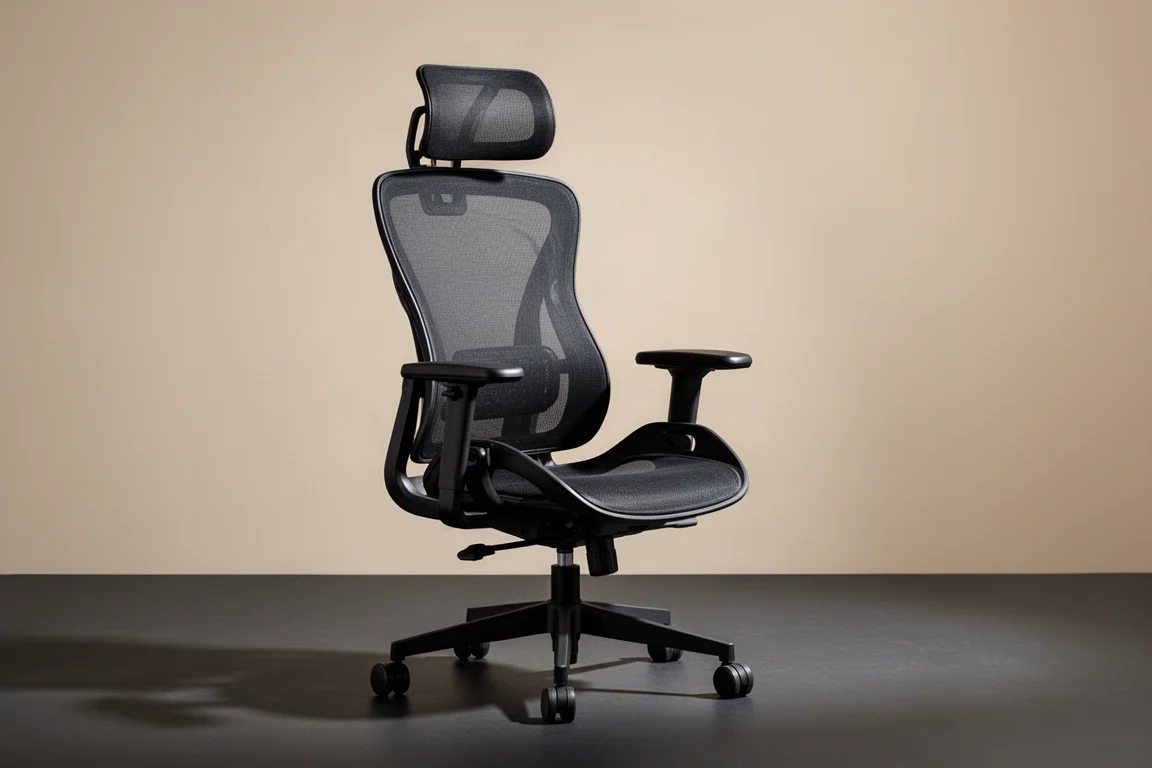 五張 Herman Miller 人體工學辦公椅排成一列,背景為中性色調