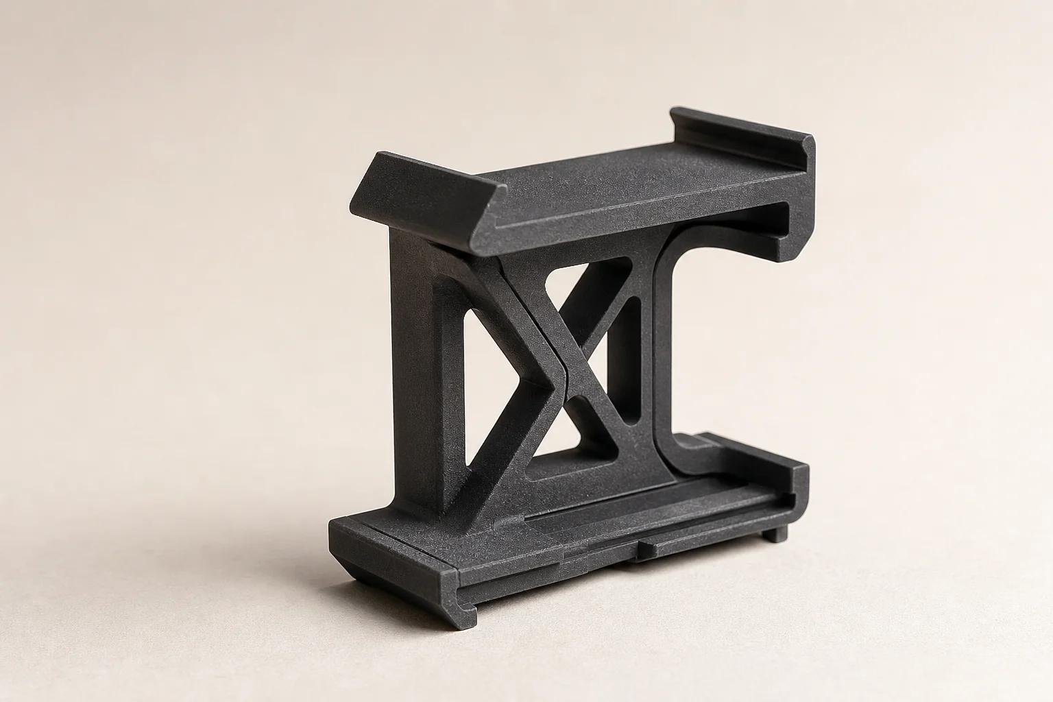 Resin camera mount quick-release bracket under tension load test