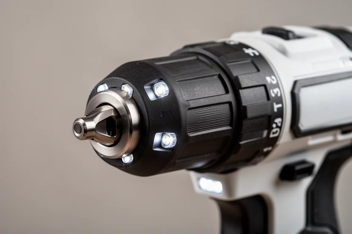 Trzy diody LED robocze na nosie kompaktowej zakrętki udarowej