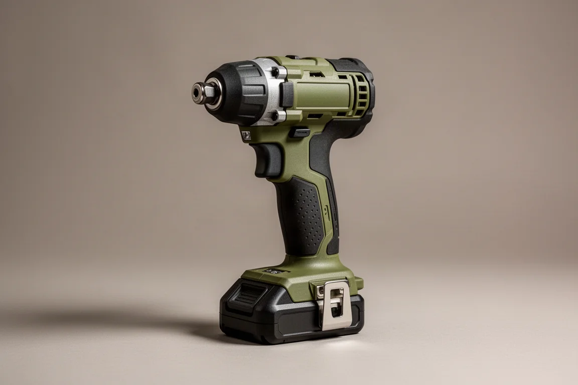 Flare red HiKoki WH36DC impact driver standing on a concrete surface