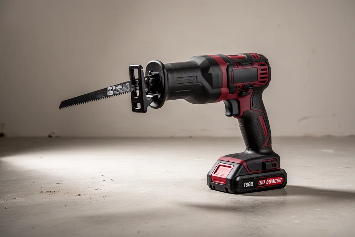 Hilti 22V Nuron reciprocating saw with blade extended on concrete surface