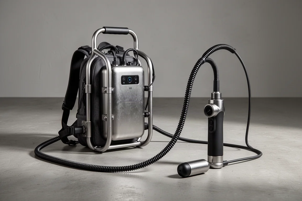 Hilti NCV 10 backpack vibrator and NCV 4 compact vibrator on a concrete floor