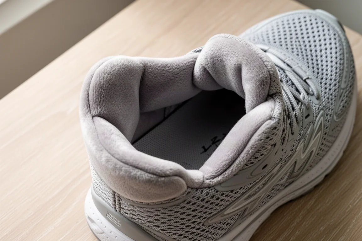 Langue et col rembourrés et moelleux d'une chaussure de running