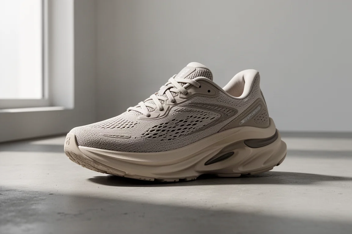 Hoka Bondi 9 max-cushioned running shoe at three-quarter angle on concrete