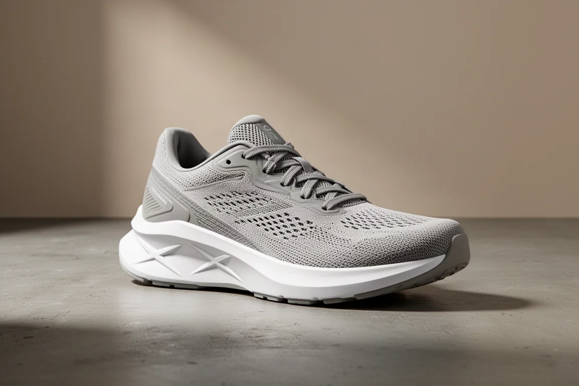 Hoka Bondi X max cushion running shoe on a matte concrete surface