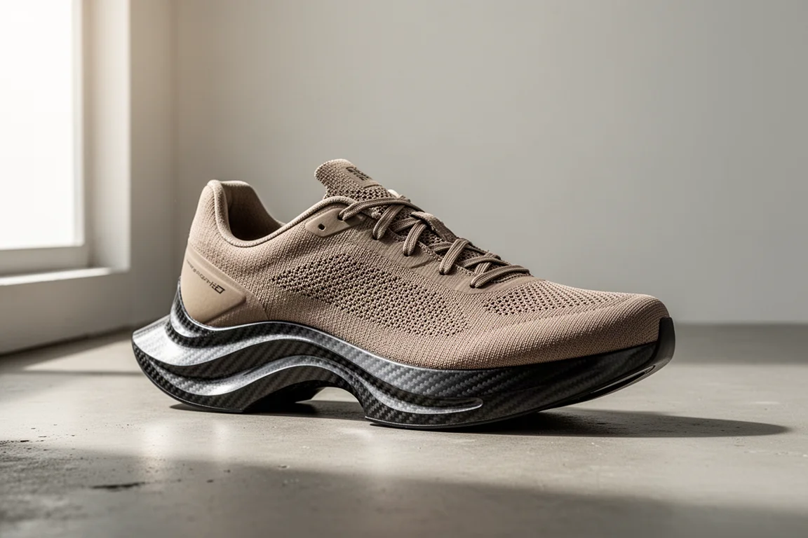 Carbon-plated Hoka Cielo X1 2.0 racing shoe in three-quarter view on concrete