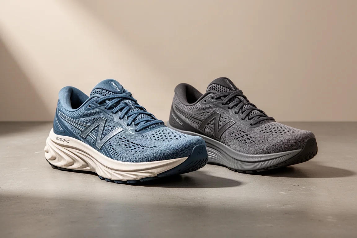 Hoka Clifton 10 and Arahi 8 running shoes side by side on concrete