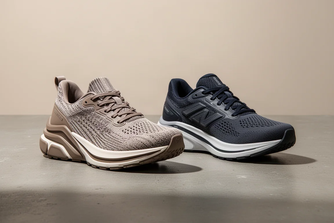 Hoka Clifton 10 and Nike Pegasus 41 running shoes side by side on concrete