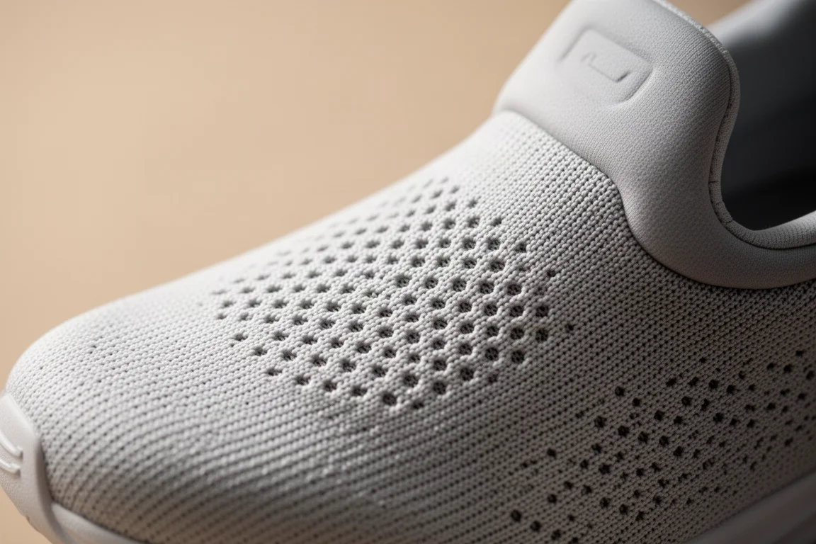 Close-up of a thick cushioned midsole showing the rocker curve