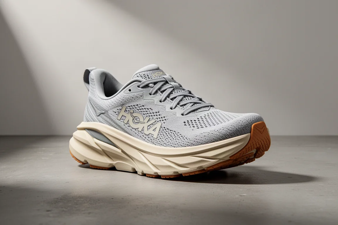 Hoka Kawana 2 running shoe with thick midsole on a concrete surface