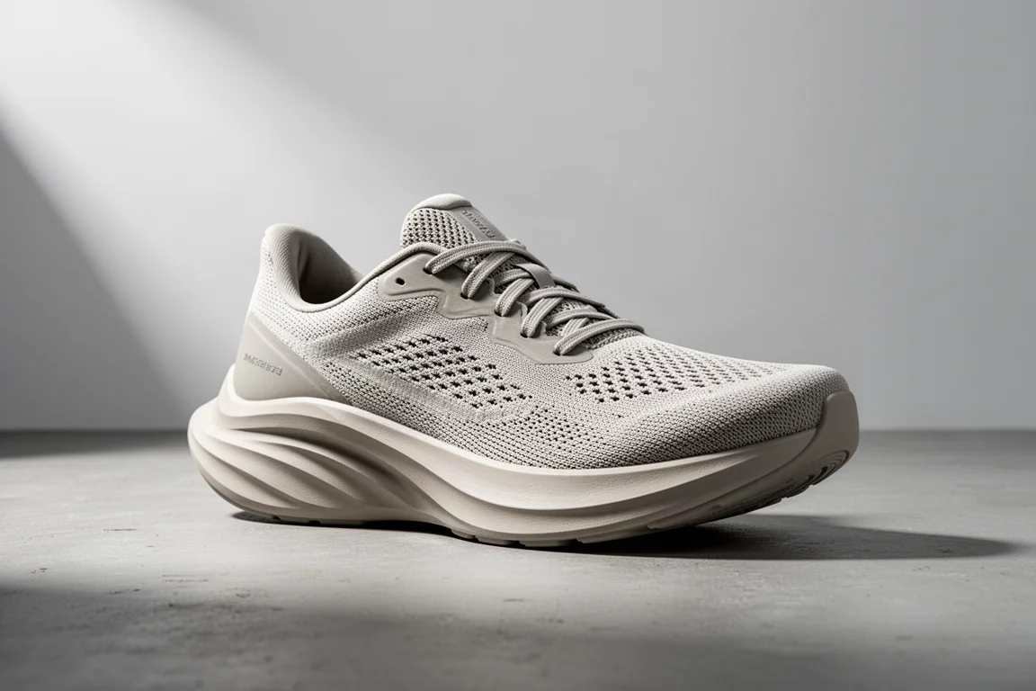 Hoka Kawana running shoe in three-quarter profile on a concrete surface