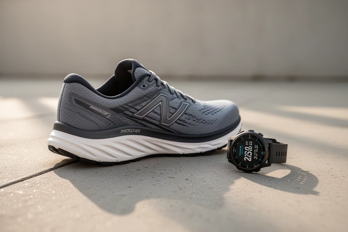 Un corridore allaccia una scarpa da running su strada prima di un allenamento leggero