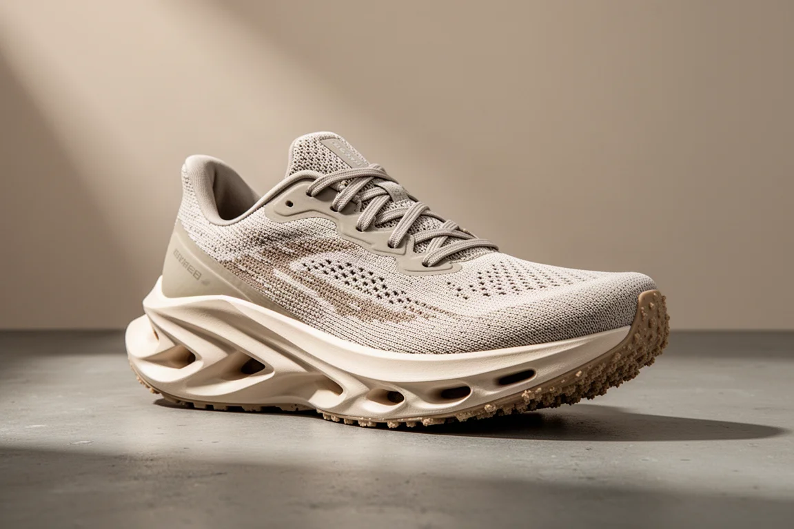 Hoka Mach X2 running shoe in teal and white on a concrete surface