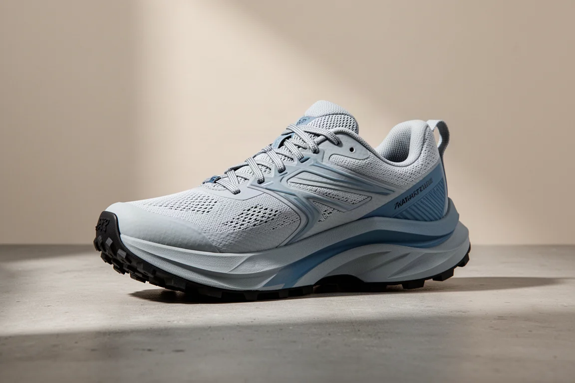 Hoka Mafate Speed 5 max-stack trail shoe on a concrete surface