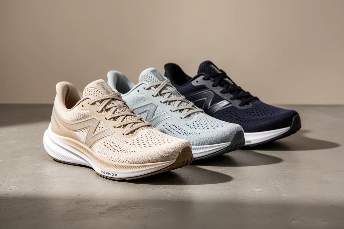 Three generations of Hoka Rincon running shoes lined up on a concrete surface