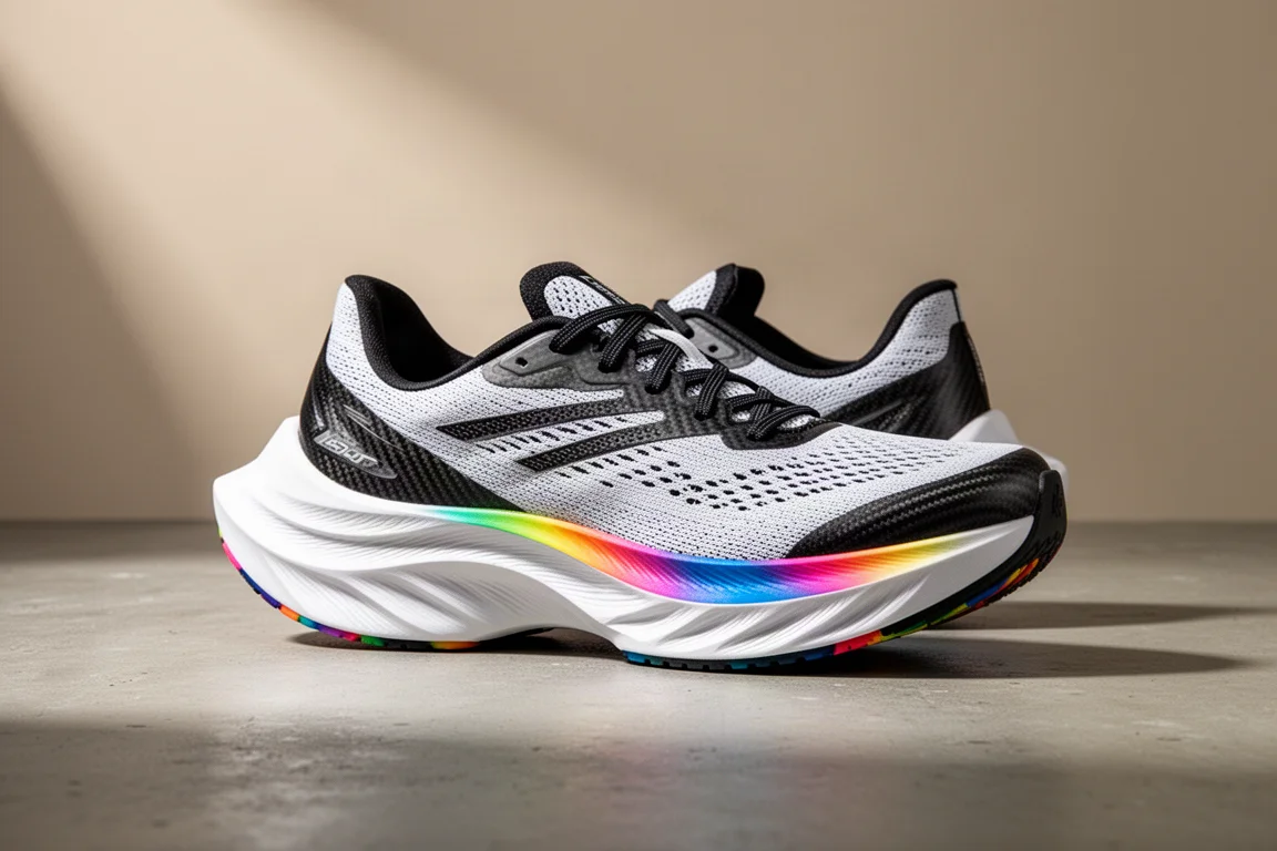 Hoka Rocket X 3 Rennschuh im Dreiviertelprofil auf einer Betonoberfläche