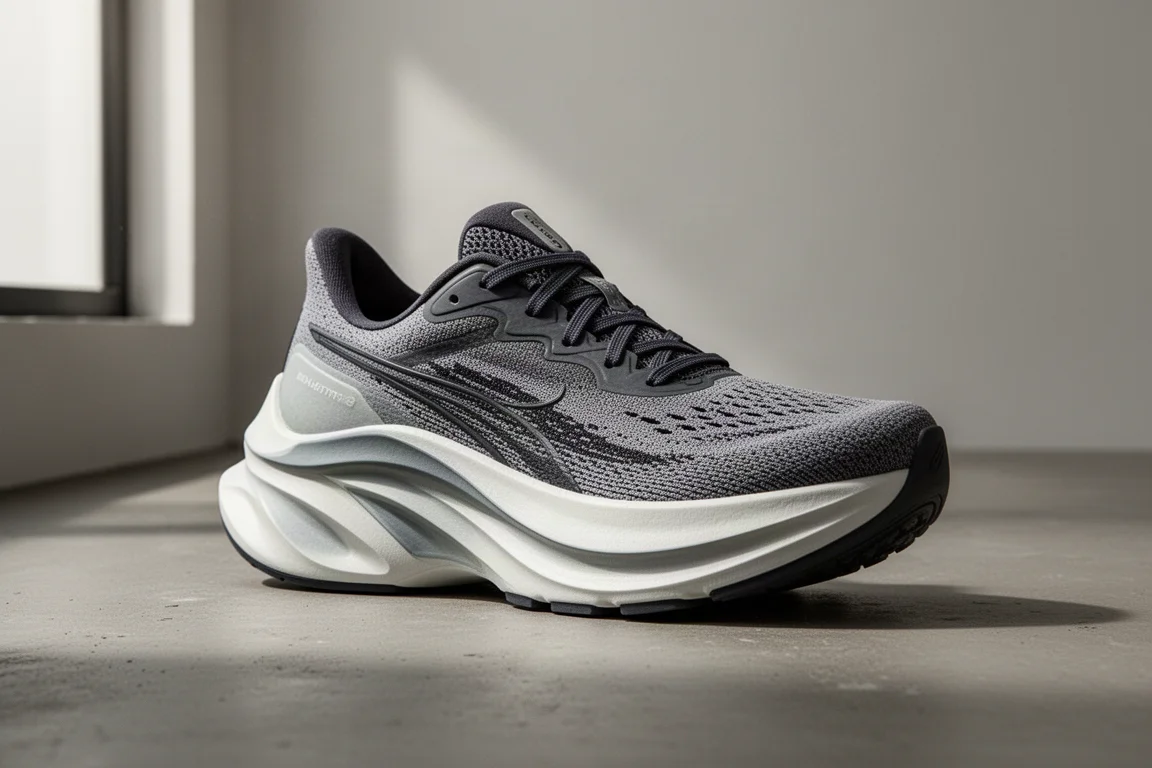 Hoka Skyward X 2 maximalist running shoe in three-quarter profile on concrete