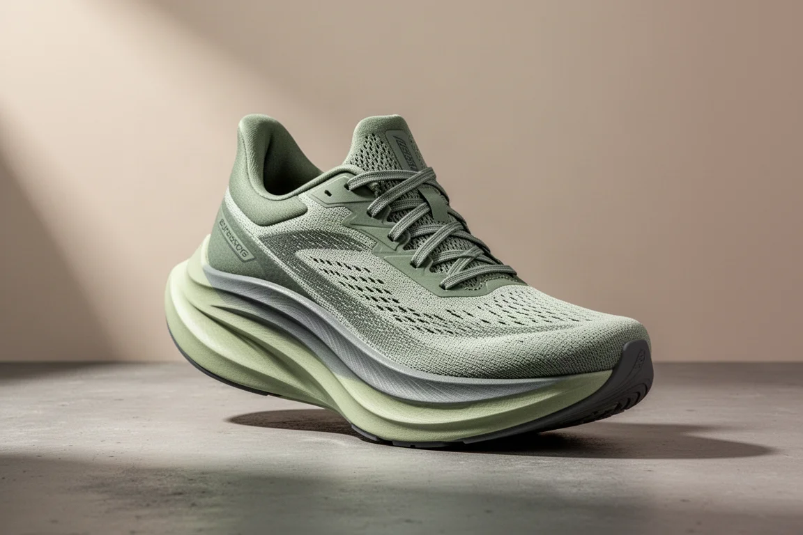 Hoka Skyward X max-cushion running shoe on matte concrete surface