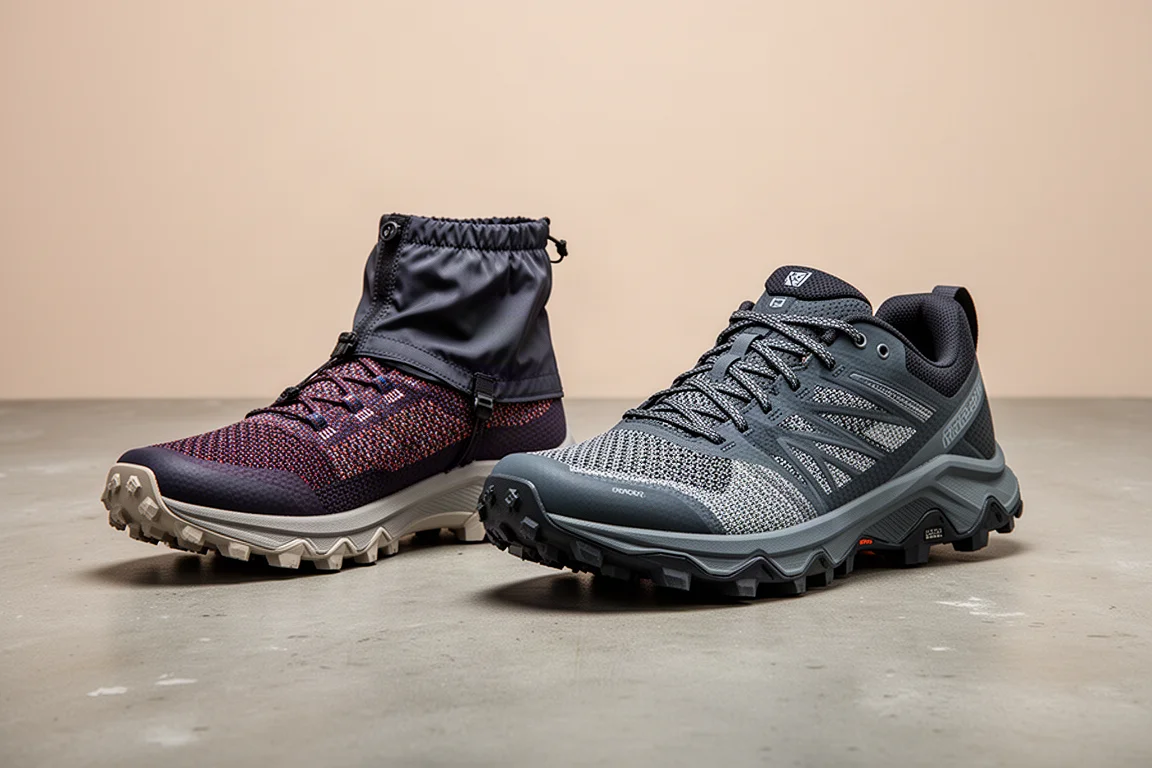 Hoka Tecton X3 and Speedgoat 6 trail running shoes side by side on concrete