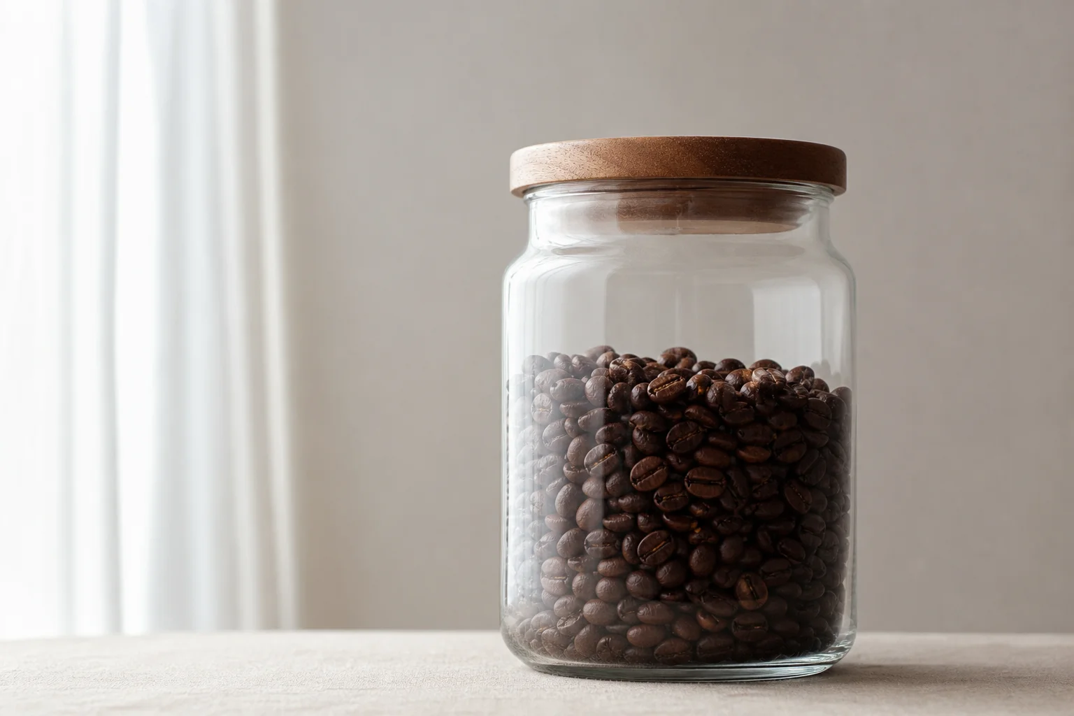 Cooled roasted coffee beans in a storage bag ready for grinding and brewing