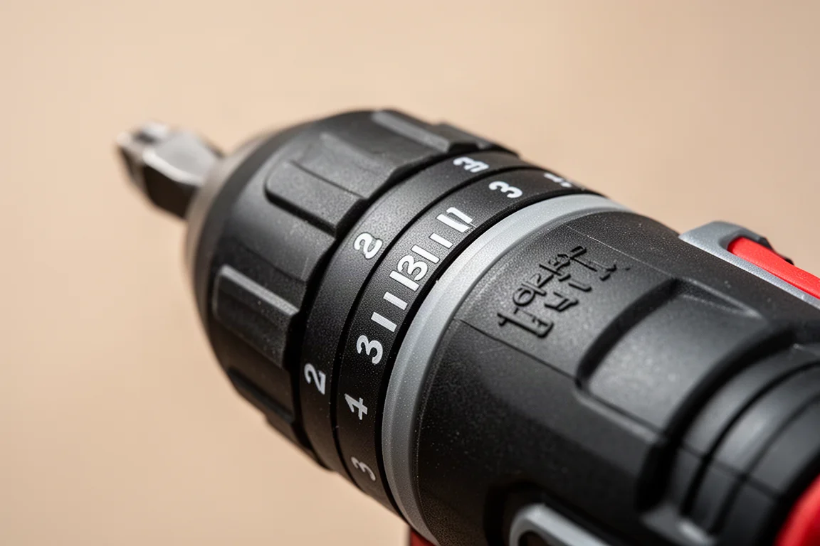 Close-up of screwdriver torque selector with numbered settings