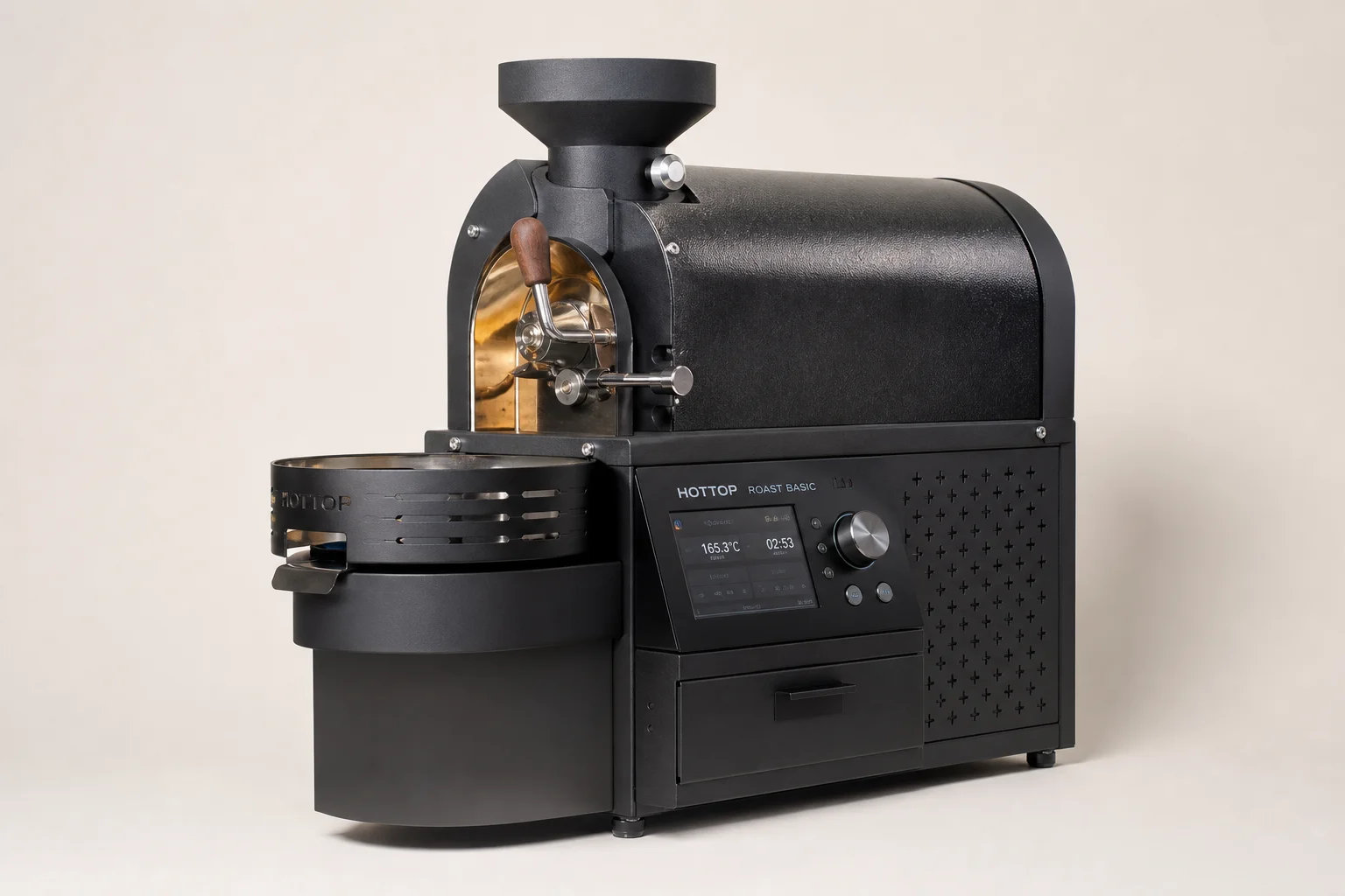 Home coffee roasting equipment including popcorn popper, green and roasted beans, colander, and scale