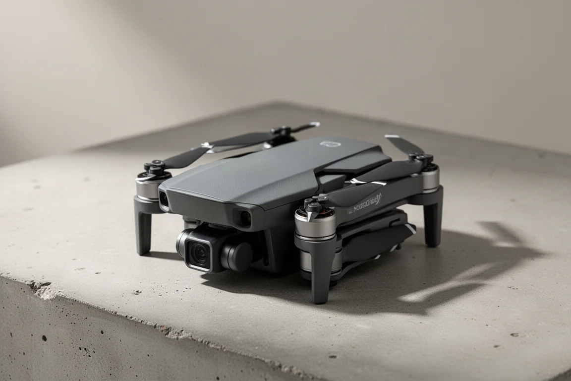 Hover X1 ProMax 折疊空拍機放置在霧面水泥地面上