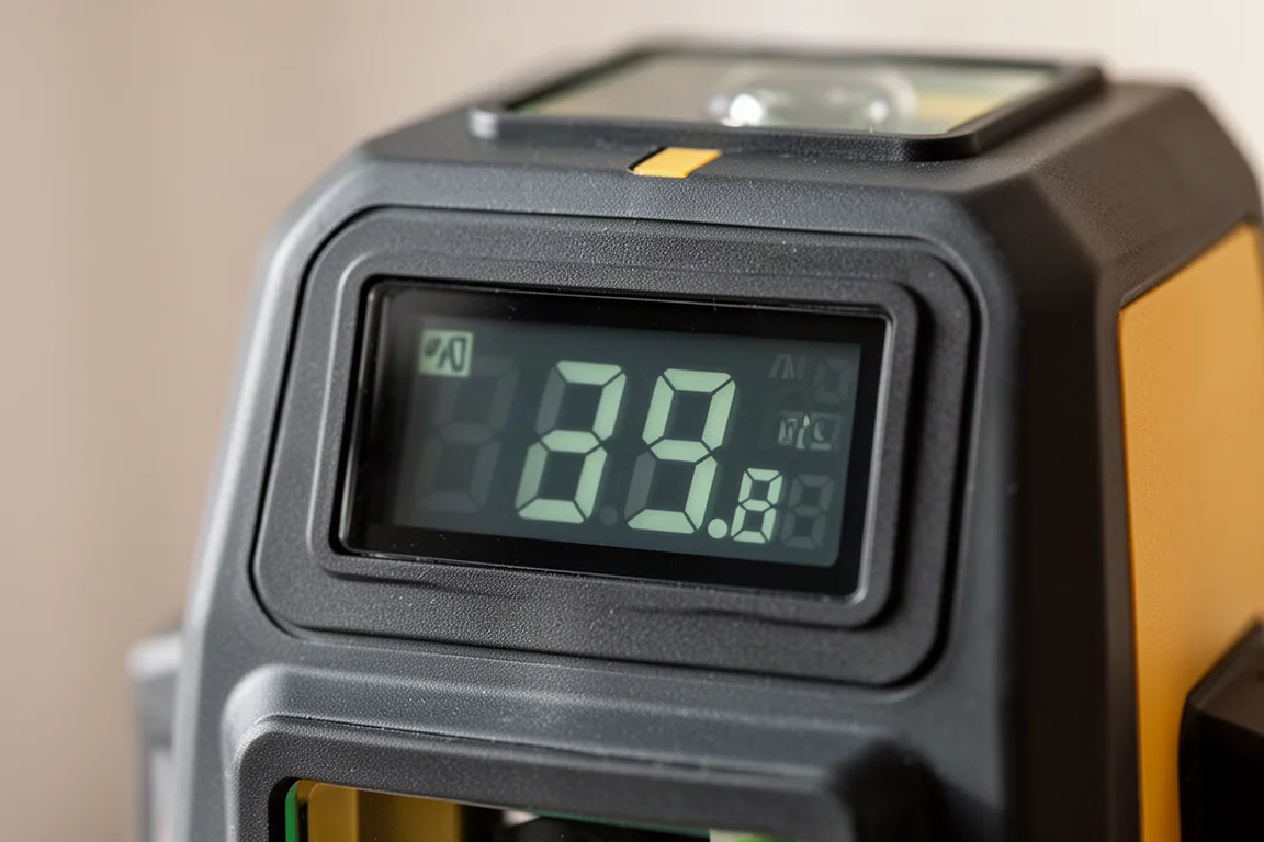 LCD-Display eines Laserlevels mit X- und Y-Winkelanzeigen