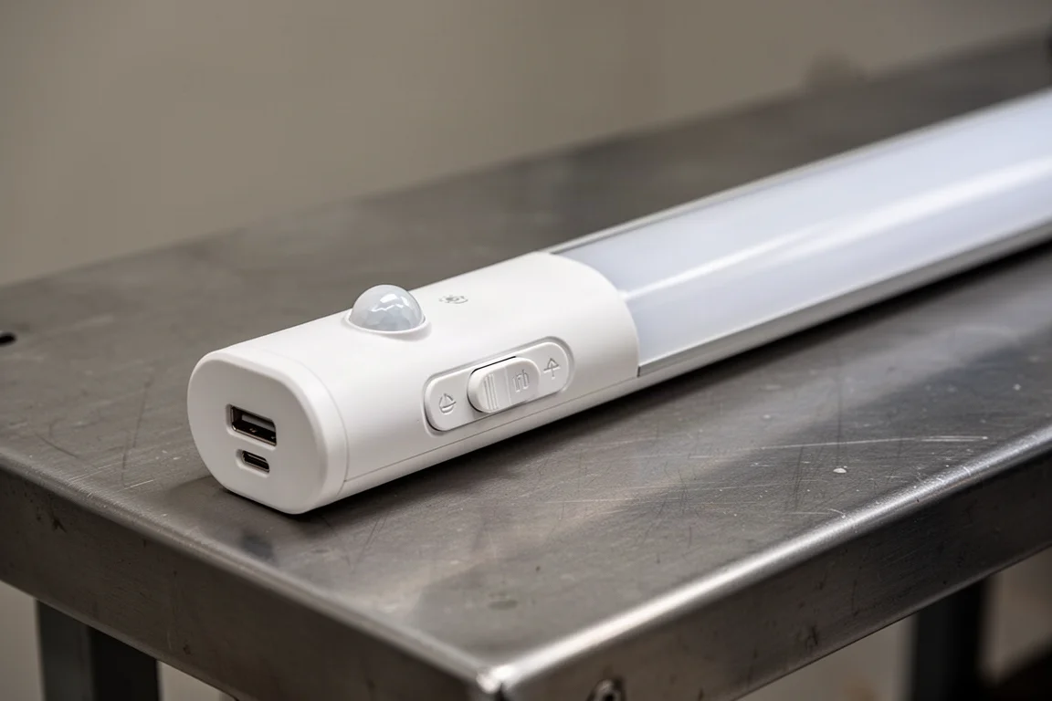 Akumulatorowa listwa LED z portem USB-C i kopułą czujnika ruchu w zbliżeniu