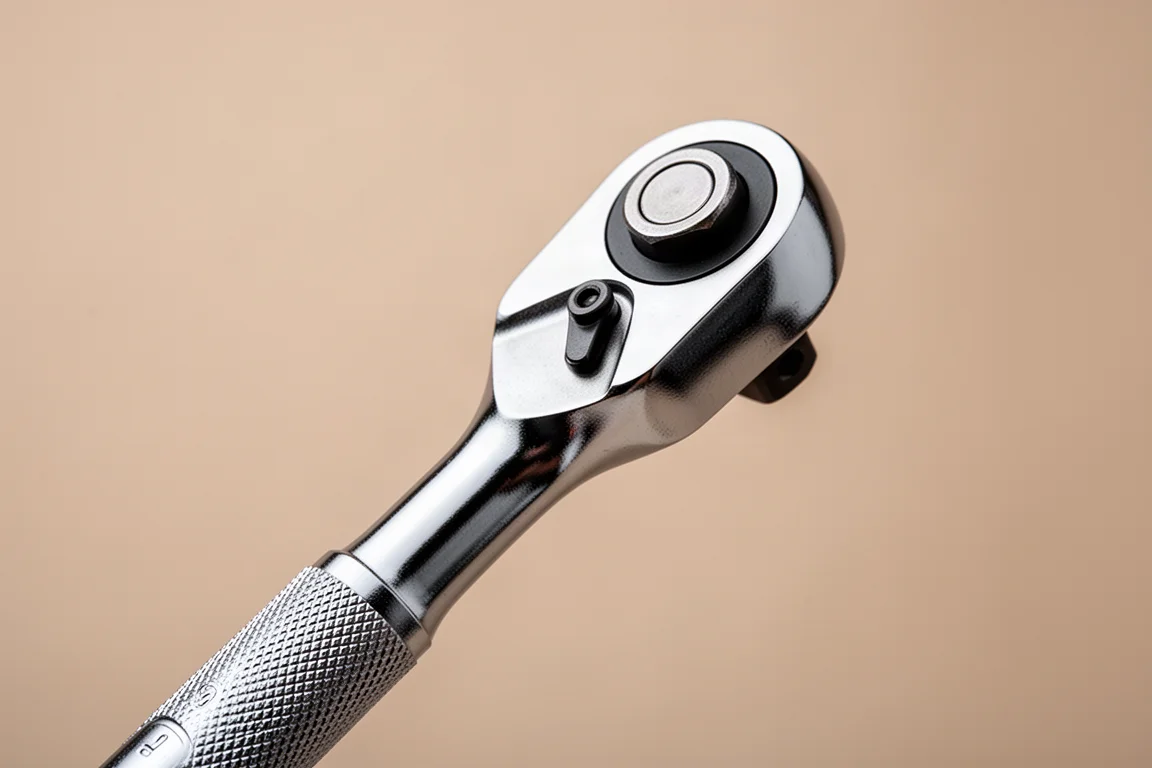 Close-up of a flex head ratchet pivoting at multiple angles