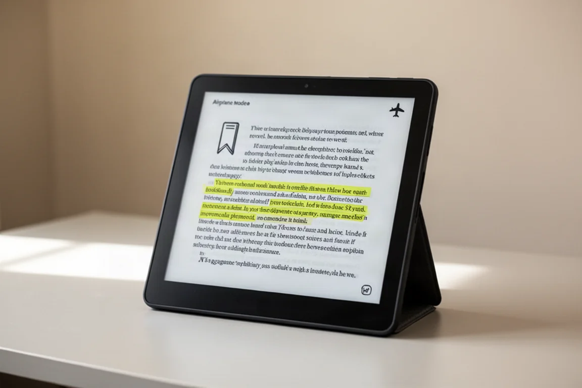 機内モードで文書を開いた電子インクタブレット