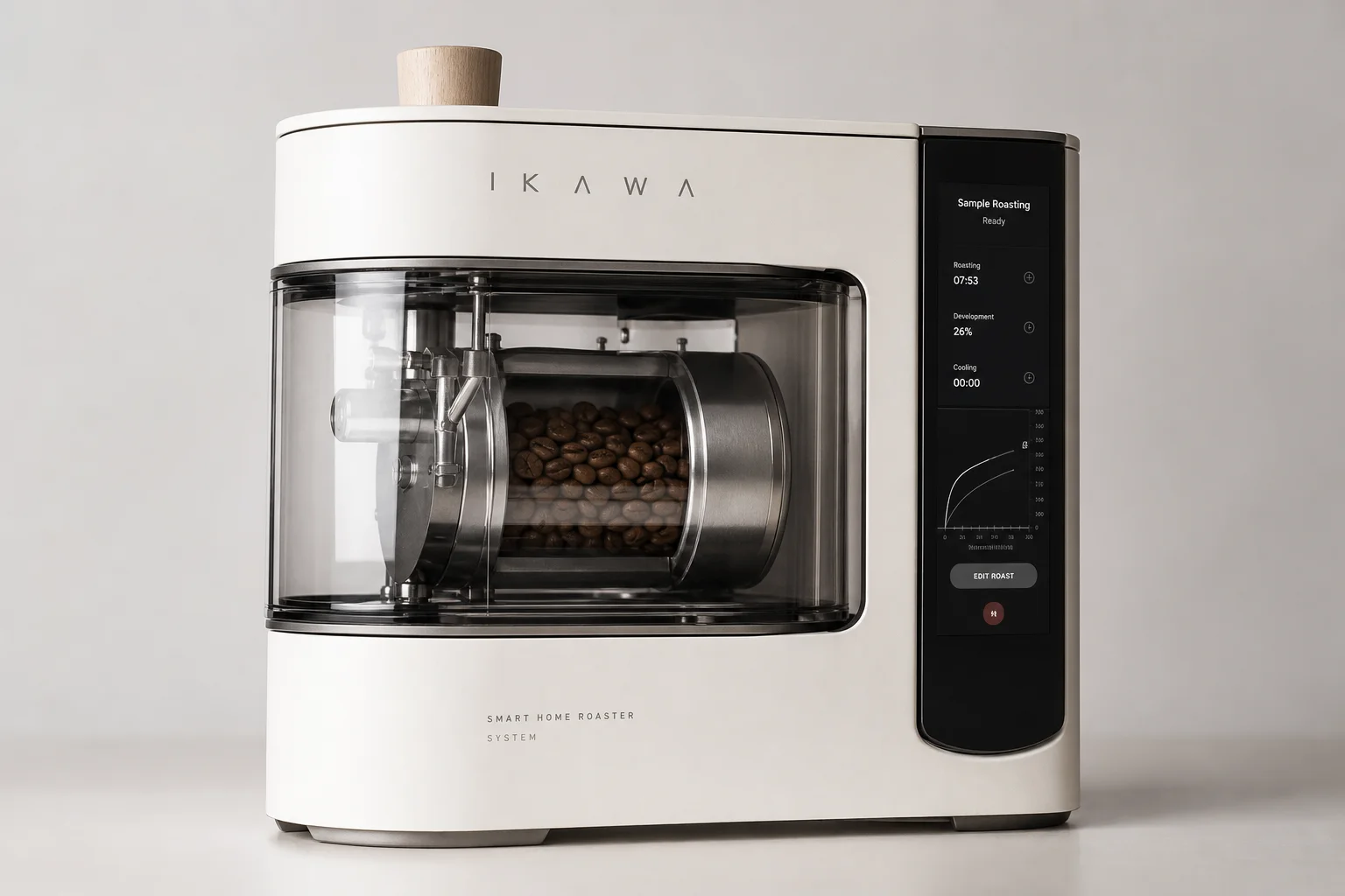 Home coffee roasting equipment including popcorn popper, green and roasted beans, colander, and scale