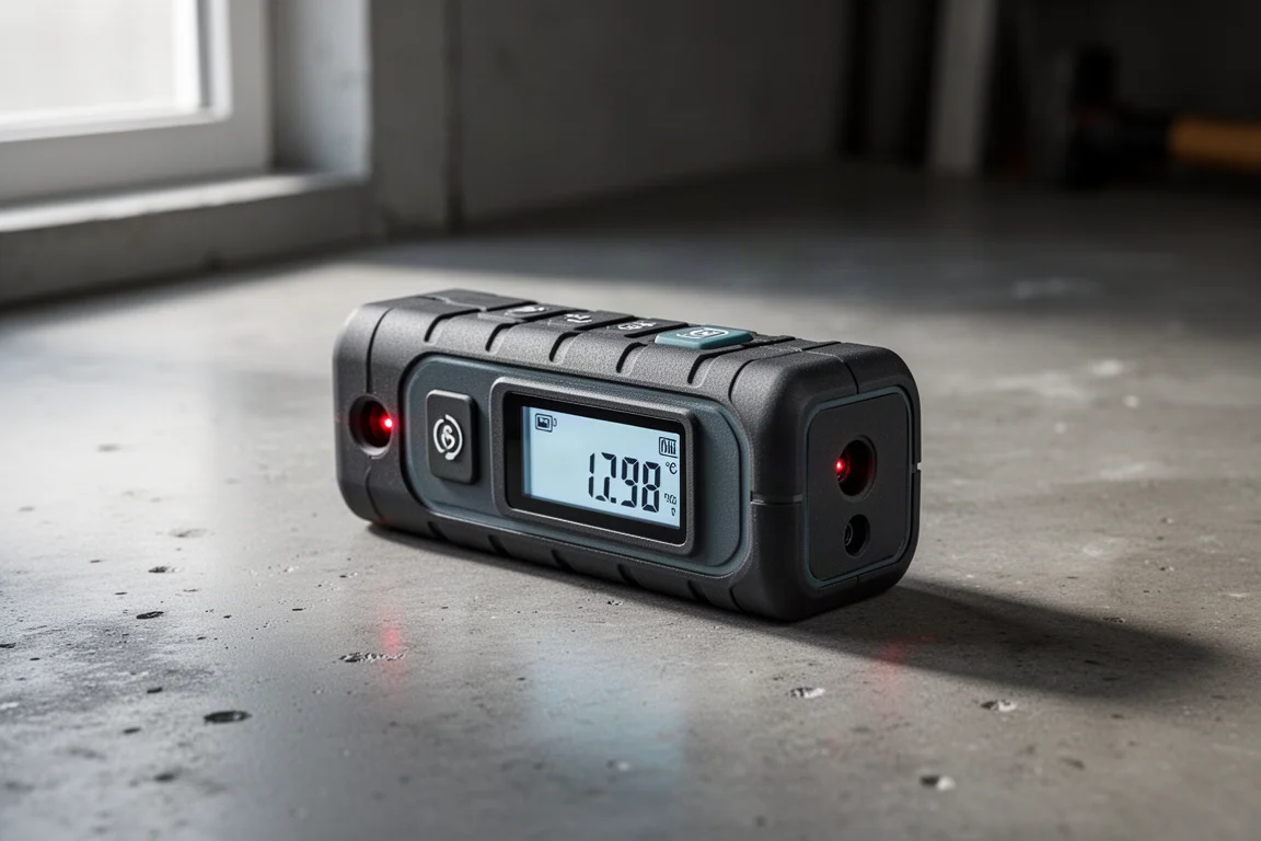 INKIRMA DM262 bilateral laser measure on a concrete workshop surface
