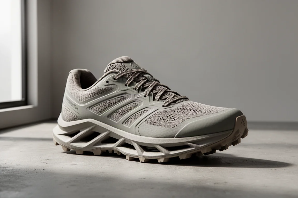 Inov-8 TrailFly Pro trail running shoe on a neutral concrete surface