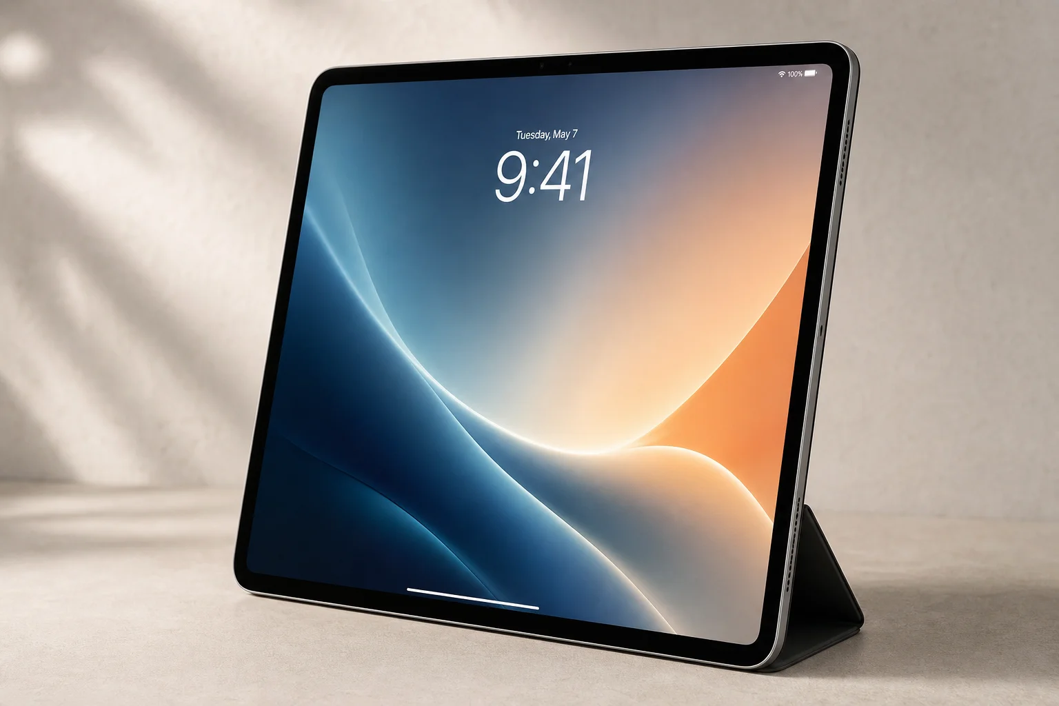 MacBook Pro with Dell portable display and iPad as secondary monitors on a desk