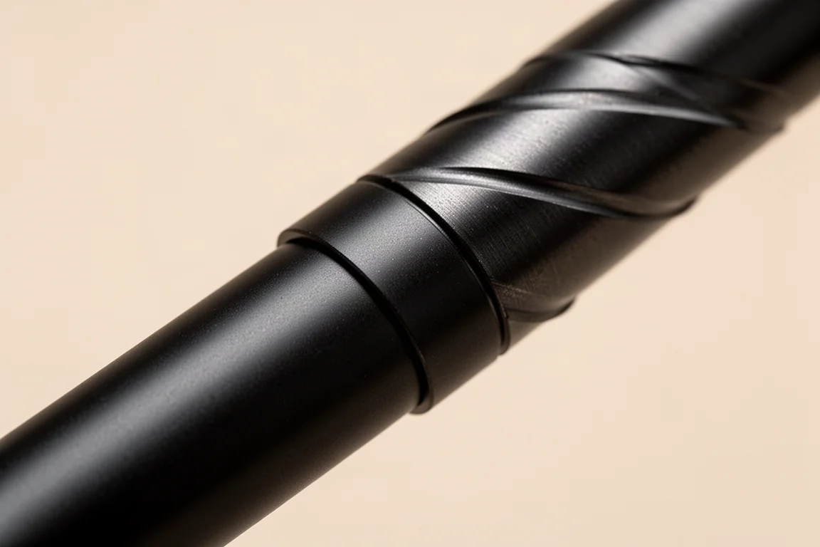 Close-up of a pen twist mechanism showing minimal gap between barrel segments