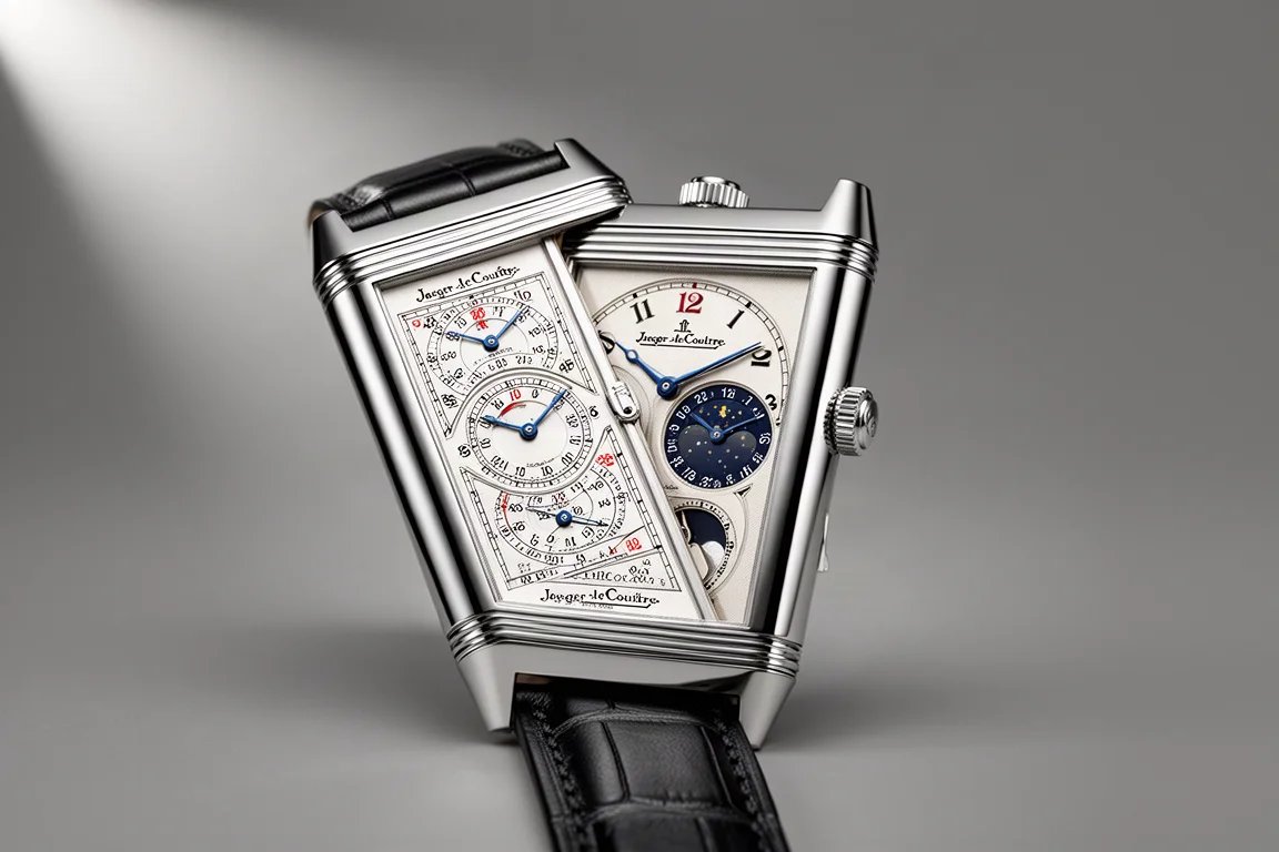 Flachliegende Anordnung von zwölf luxuriösen Dresswatches mit weißen Metallgehäusen auf einer Betonoberfläche