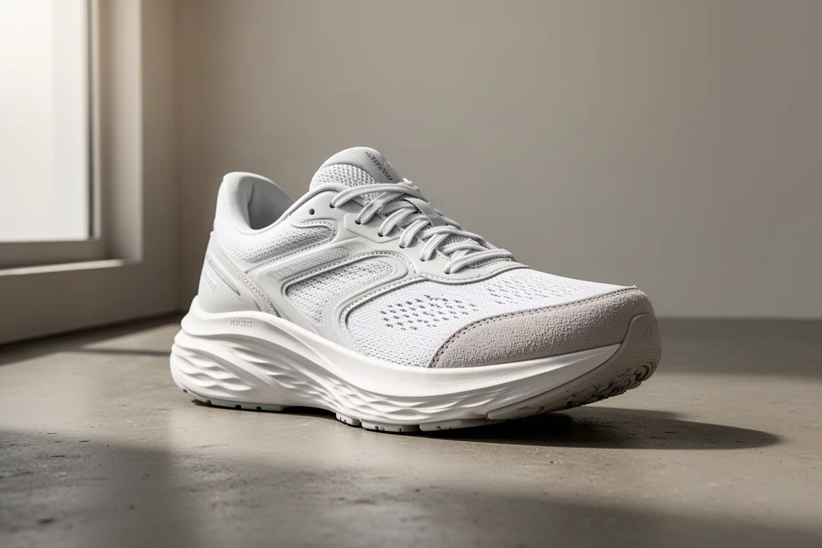 January Scignal running shoe with thick dual-density midsole on a concrete surface