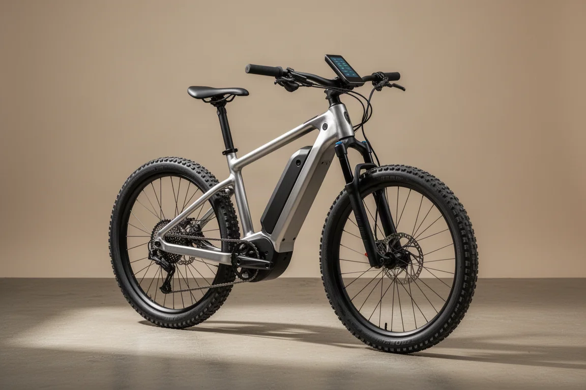 Kakuka K26 electric mountain bike with integrated handlebar display on concrete