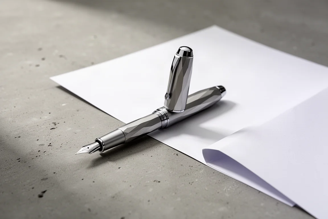 Small fountain pen posted with cap for a comfortable writing length