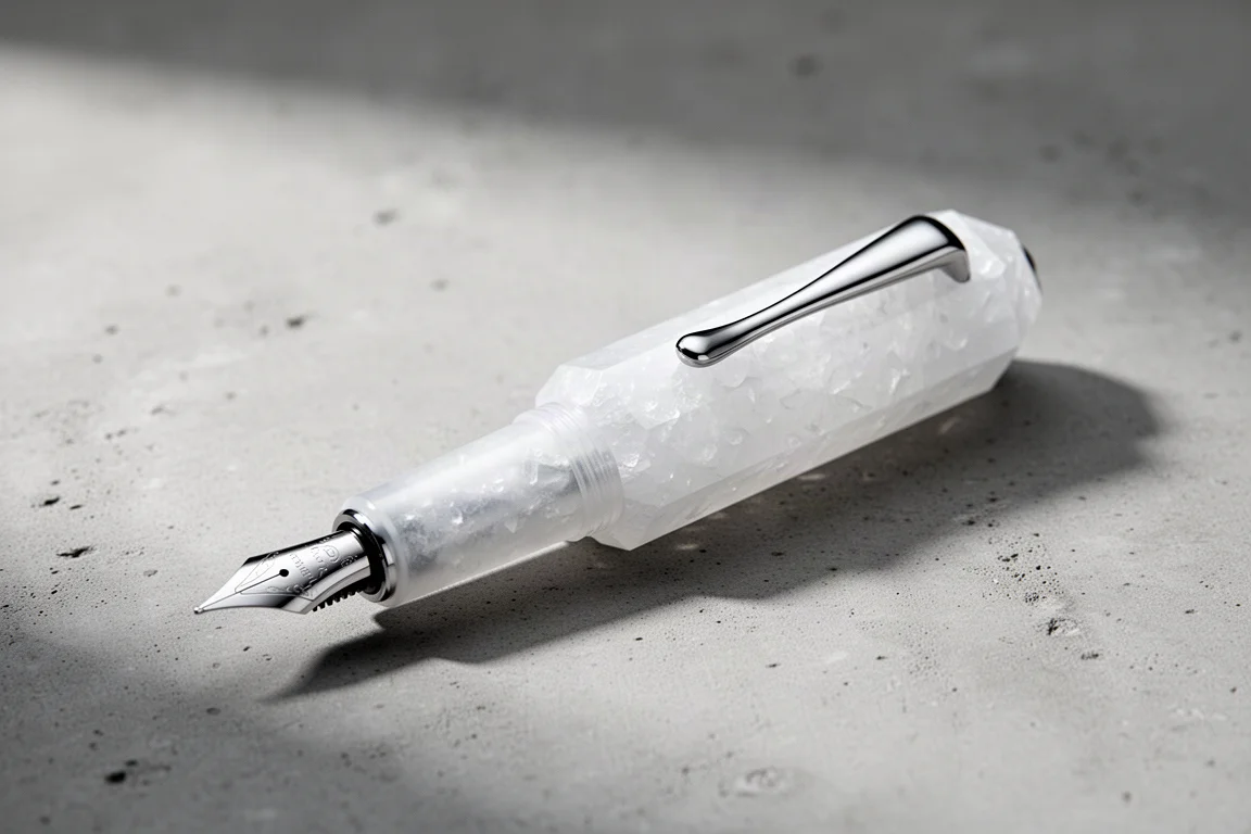 Kaweco ART Sport Mineral White fountain pen with faceted cap and steel clip