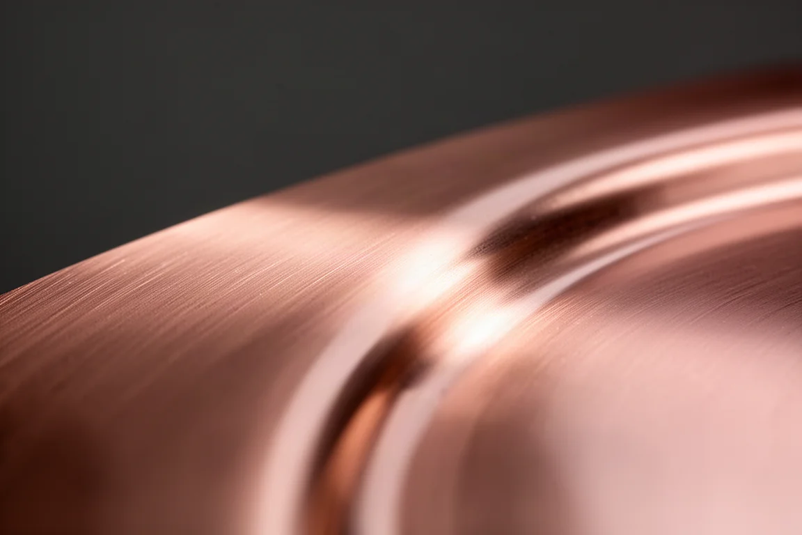 Nahaufnahme von poliertem Bronze mit warmem Roségold-Schimmer