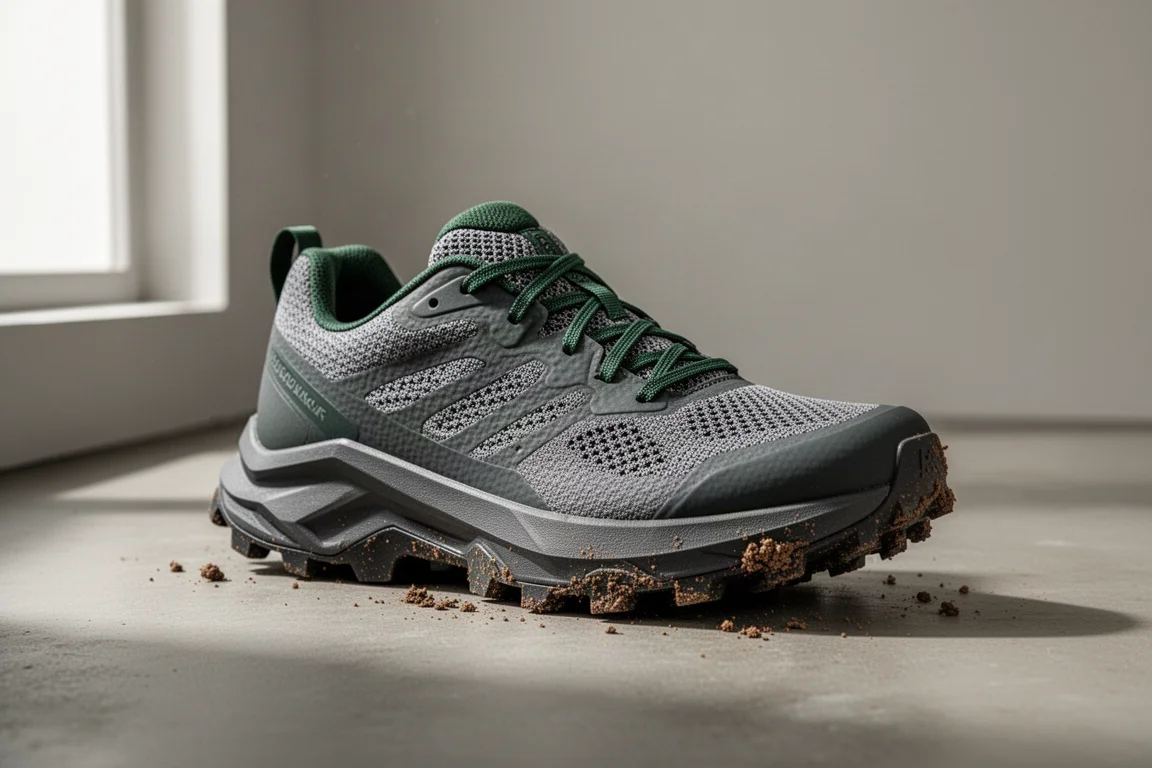 Keen Seek trail running shoe at a three-quarter angle on concrete